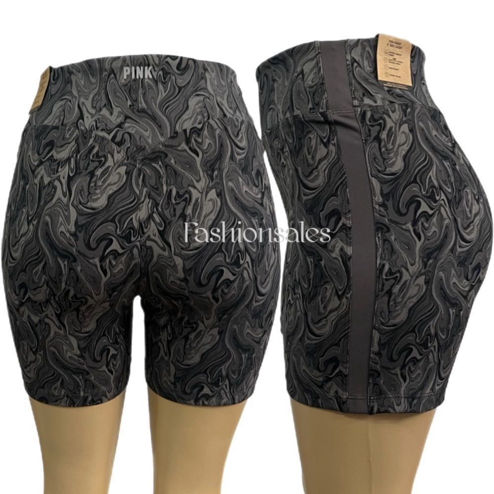 Victorias Secret Pink Active Soft Ultímate High Waist 6” Bike Shorts gray marble